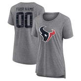 Houston Texans Women's Heritage Custom Name & Number Tri-Blend T-Shirt - Gray T-shirts