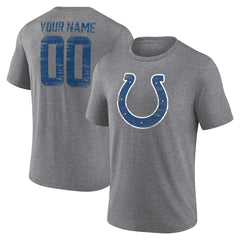 Indianapolis Colts Heritage Custom Name & Number Tri-Blend T-Shirt - Gray T-shirts