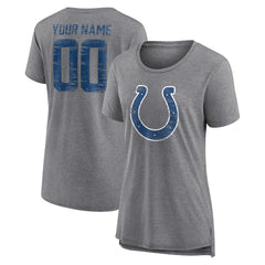 Indianapolis Colts Women's Heritage Custom Name & Number Tri-Blend T-Shirt - Gray T-shirts