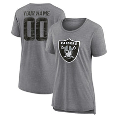 Las Vegas Raiders Women's Heritage Custom Name & Number Tri-Blend T-Shirt - Gray T-shirts