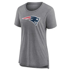 New England Patriots Women's Heritage Custom Name & Number Tri-Blend T-Shirt - Gray T-shirts