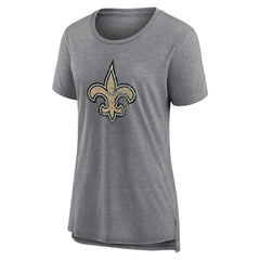 New Orleans Saints Women's Heritage Custom Name & Number Tri-Blend T-Shirt - Gray T-shirts