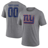 New York Giants Heritage Custom Name & Number Tri-Blend T-Shirt - Gray T-shirts