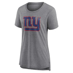 New York Giants Women's Heritage Custom Name & Number Tri-Blend T-Shirt - Gray T-shirts