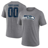 Seattle Seahawks Heritage Custom Name & Number Tri-Blend T-Shirt - Gray T-shirts