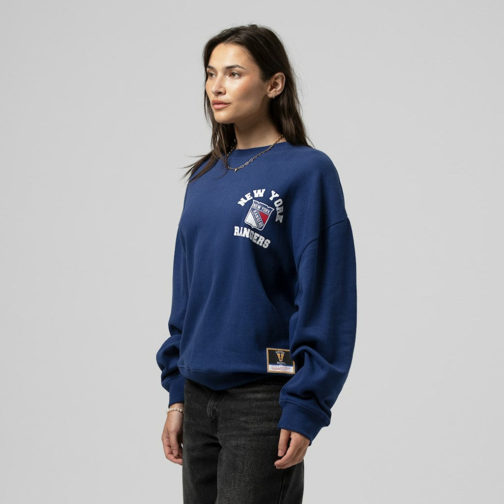 New York Rangers Mitchell & Ness Women's Vintage Crewneck Sweatshirt - Blue | US 203398445