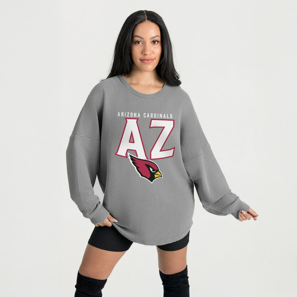 Arizona Cardinals Gameday Couture Women's Oversized Pure Motion Corded Sweatshirt - Gray Sweatshirts