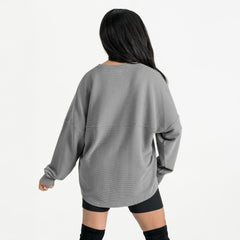Miami Dolphins Gameday Couture Women's Oversized Pure Motion Corded Sweatshirt - Gray Sweatshirts