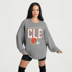 Cleveland Browns Gameday Couture Women's Oversized Pure Motion Corded Sweatshirt - Gray Sweatshirts