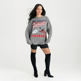New England Patriots Gameday Couture Women's Oversized Sweet Victory Corded Sweatshirt - Gray Sweatshirts