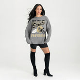 New Orleans Saints Gameday Couture Women's Oversized Sweet Victory Corded Sweatshirt - Gray Sweatshirts
