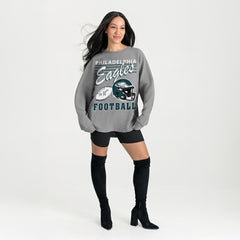 Philadelphia Eagles Gameday Couture Women's Oversized Sweet Victory Corded Sweatshirt - Gray Sweatshirts