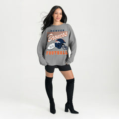 Denver Broncos Gameday Couture Women's Oversized Sweet Victory Corded Sweatshirt - Gray Sweatshirts