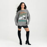 Miami Dolphins Gameday Couture Women's Oversized Sweet Victory Corded Sweatshirt - Gray Sweatshirts