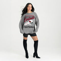 Arizona Cardinals Gameday Couture Women's Oversized Sweet Victory Corded Sweatshirt - Gray Sweatshirts