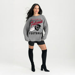 Atlanta Falcons Gameday Couture Women's Oversized Sweet Victory Corded Sweatshirt - Gray Sweatshirts