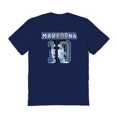 Diego Maradona Argentina National Team Vive La Fete Name & Number T-Shirt Navy