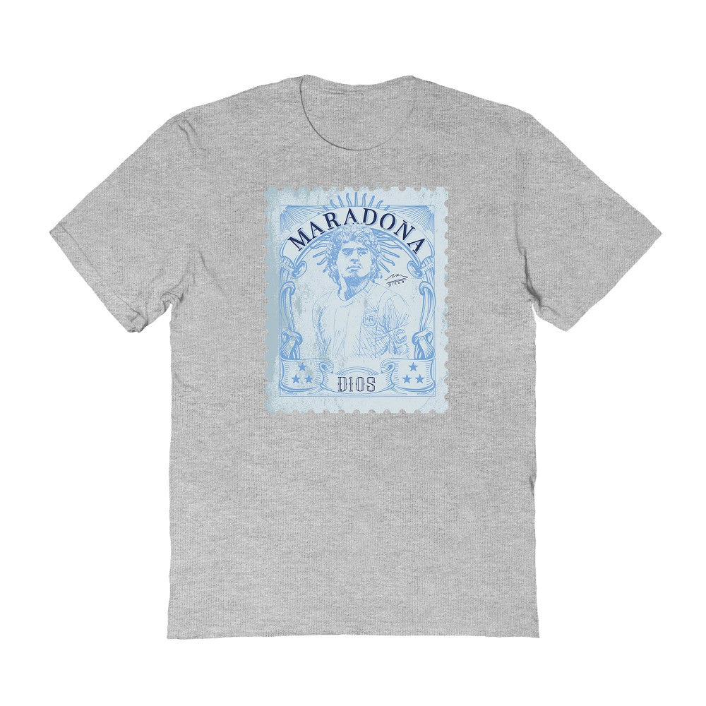 Diego Maradona Argentina National Team Vive La Fete Vintage Stamp T-Shirt Gray