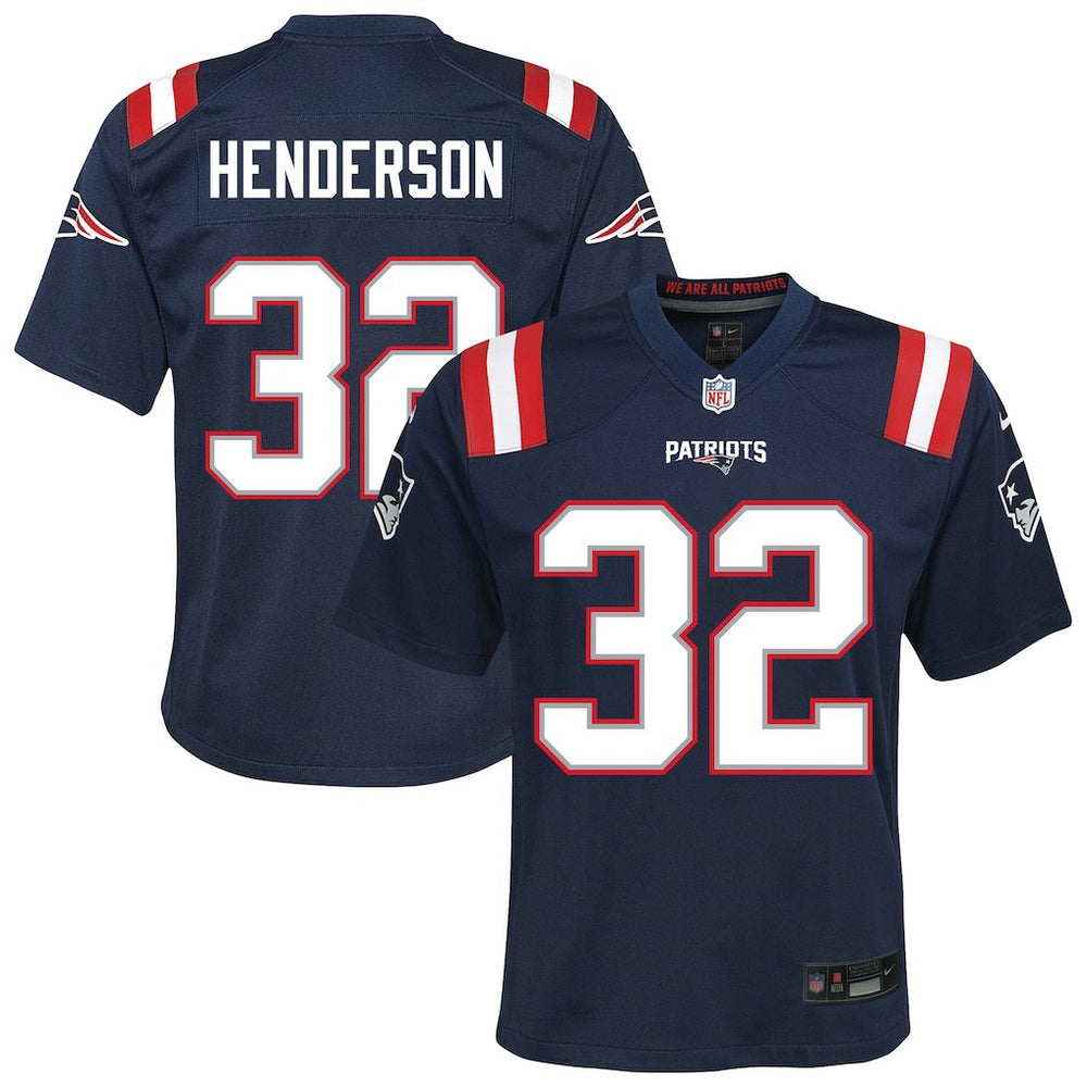 TreVeyon Henderson New England Patriots Youth Team Game Jersey - Navy Jerseys