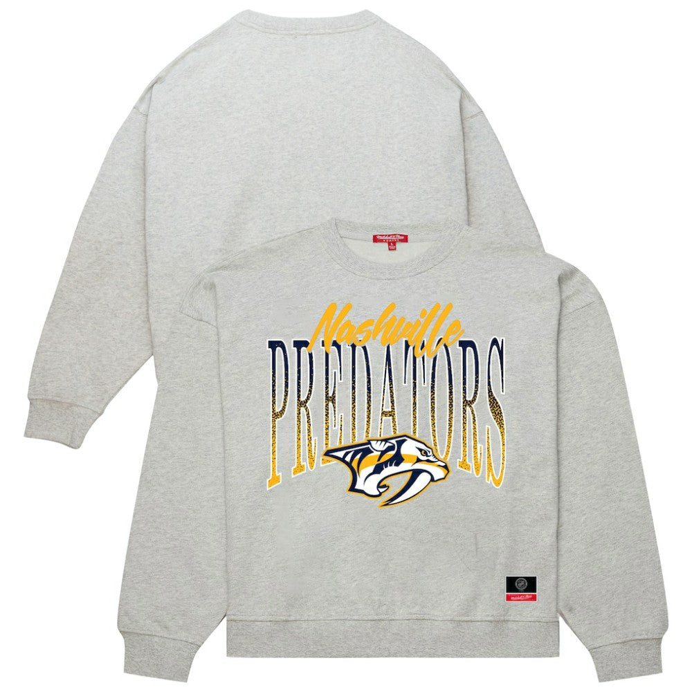 Nashville Predators Mitchell & Ness Women's Hockey Night Sweatshirt - Heather Gray | US 203403309