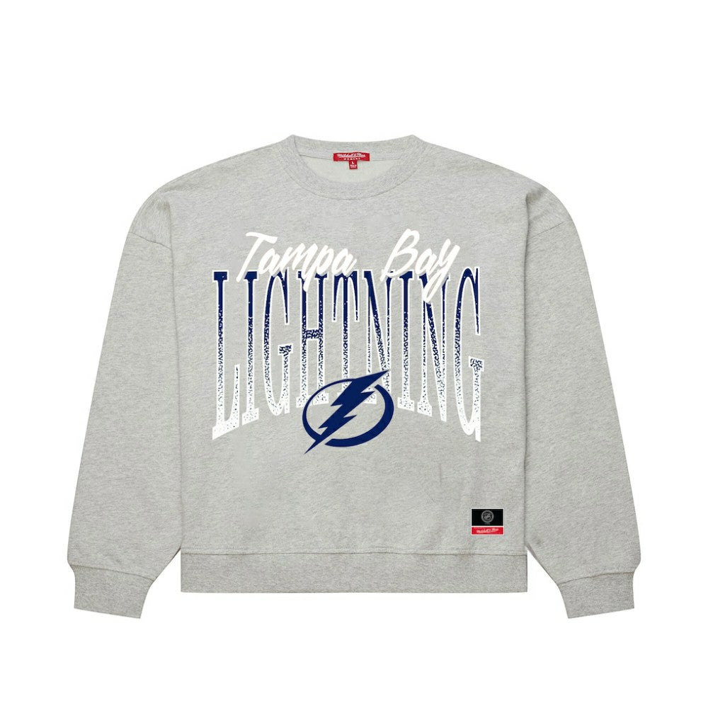 Tampa Bay Lightning Mitchell & Ness Women's Hockey Night Sweatshirt - Heather Gray | US 203403316