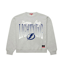 Tampa Bay Lightning Mitchell & Ness Women's Hockey Night Sweatshirt - Heather Gray | US 203403316
