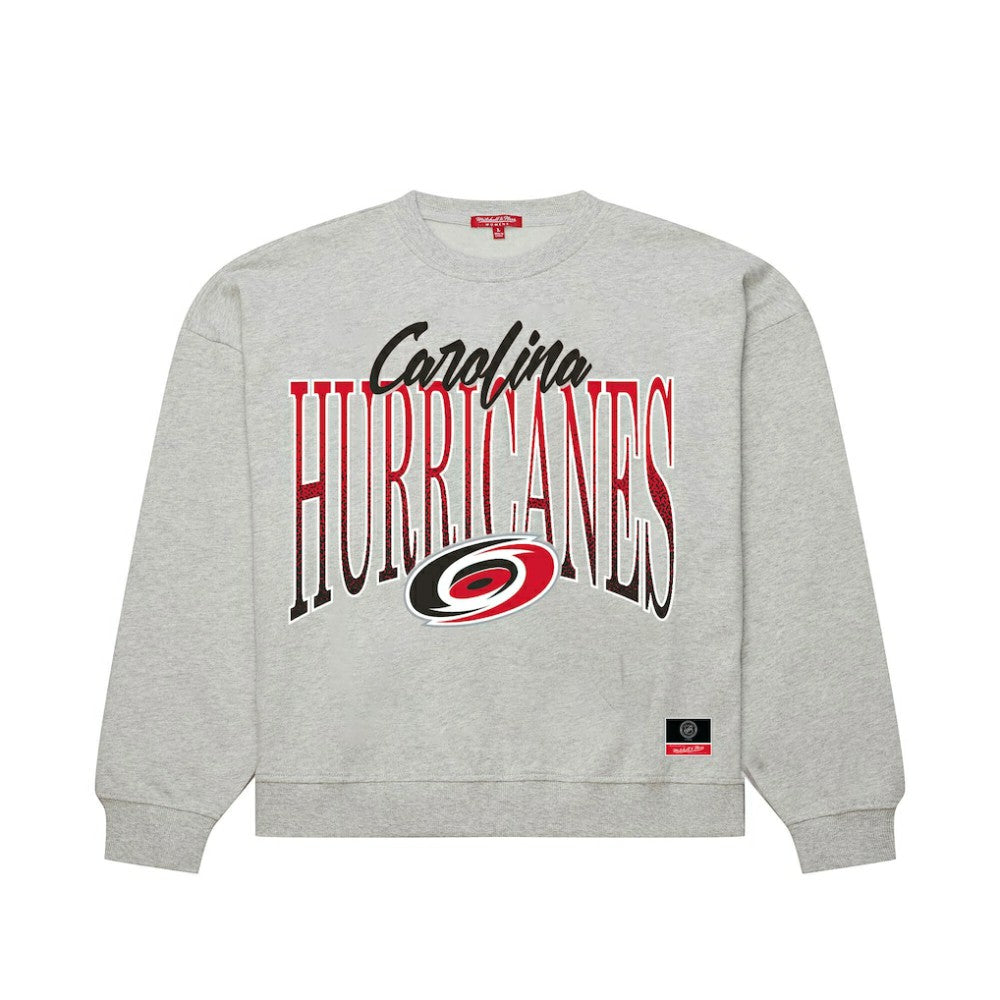 Carolina Hurricanes Mitchell & Ness Women's Hockey Night Sweatshirt - Heather Gray | US 203403325