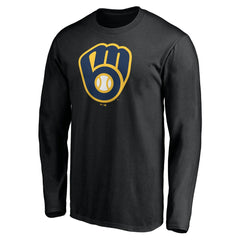 Milwaukee Brewers Team Logo Long Sleeve T-Shirt - Black T-shirts