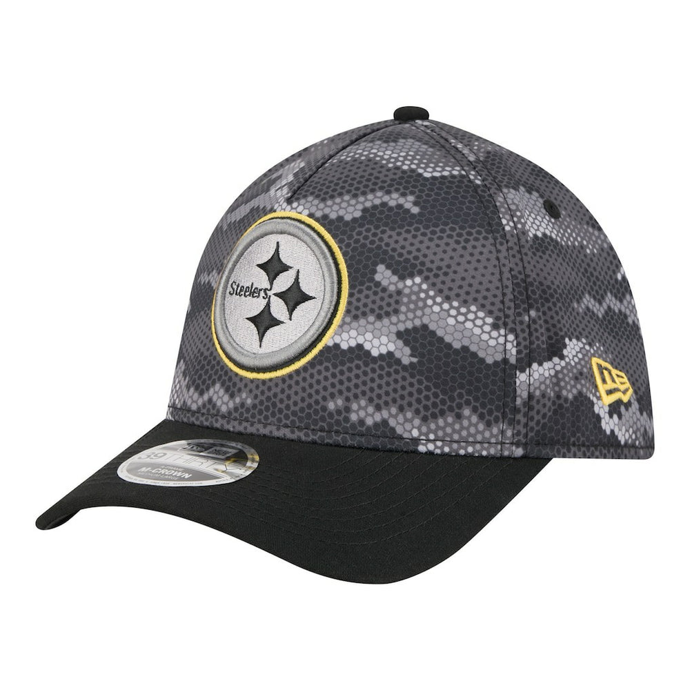 Pittsburgh Steelers New Era Camo A-Frame 39THIRTY Flex Hat - Black Hats