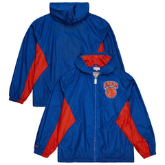 New York Knicks Playmaker Full-Zip Hooded Windbreaker Jacket Blue - Mitchell & Ness