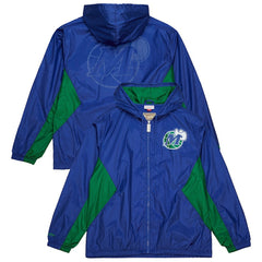 Dallas Mavericks Playmaker Full-Zip Hooded Windbreaker Jacket Blue - Mitchell & Ness