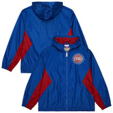Detroit Pistons Playmaker Full-Zip Hooded Windbreaker Jacket Blue - Mitchell & Ness