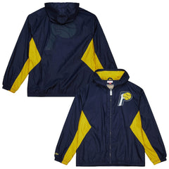Indiana Pacers Playmaker Full-Zip Hooded Windbreaker Jacket Navy - Mitchell & Ness