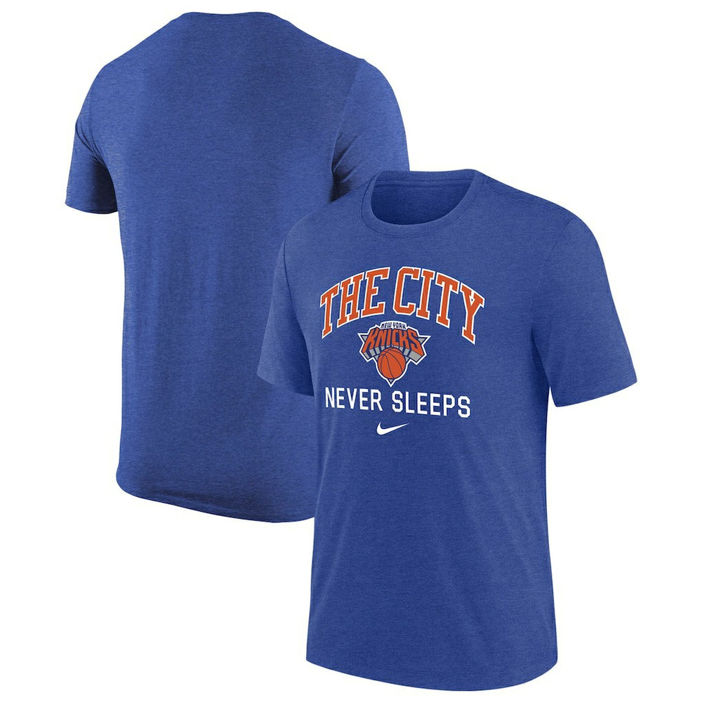New York Knicks Tri-Blend T-Shirt Heather Royal - Nike