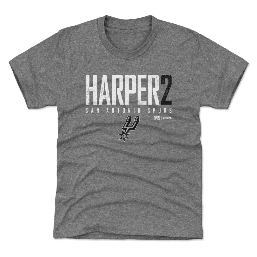 Dylan Harper San Antonio Spurs 500 Level Youth Elite Name & Number T-Shirt Heather Gray