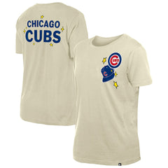 Chicago Cubs New Era Women's Stars & Cap T-Shirt - Cream T-shirts