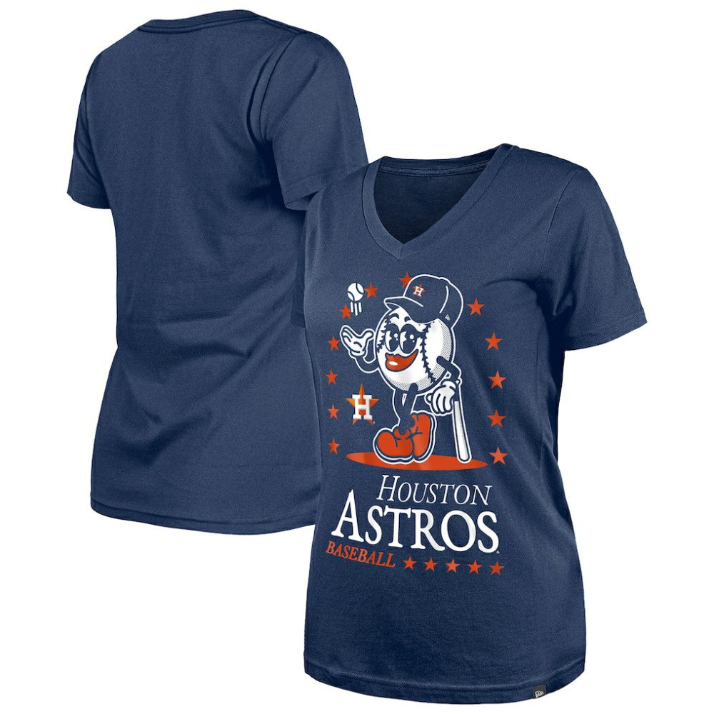 Houston Astros New Era Women's Little Miss 2 V-Neck T-Shirt - Navy T-shirts