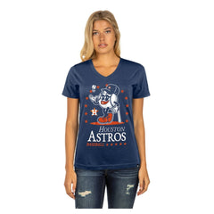 Houston Astros New Era Women's Little Miss 2 V-Neck T-Shirt - Navy T-shirts