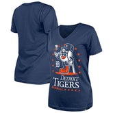 Detroit Tigers New Era Women's Little Miss 2 V-Neck T-Shirt - Navy T-shirts