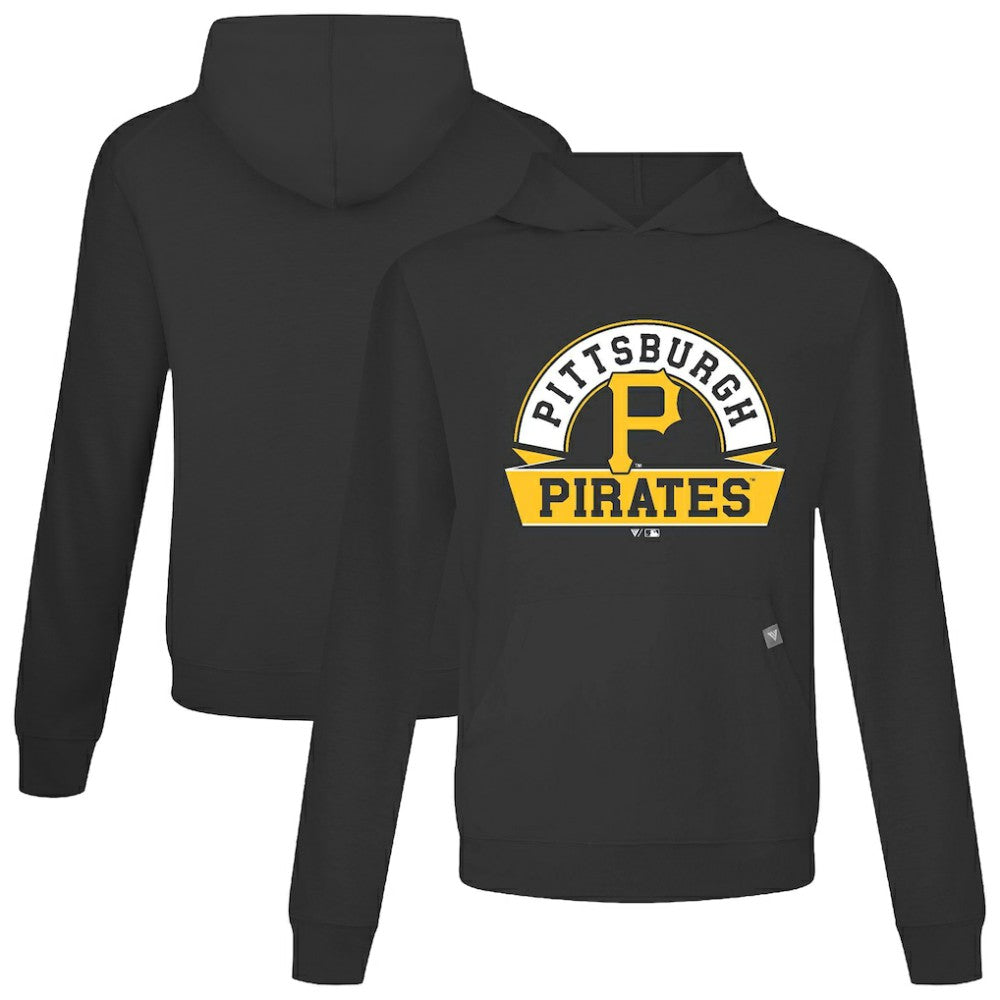 Pittsburgh Pirates Levelwear Relay Banner Arch Pullover Hoodie - Black Hoodies