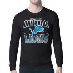 Detroit Lions Starter Comic Style Slogan Long Sleeve T-Shirt - Black T-shirts
