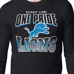 Detroit Lions Starter Comic Style Slogan Long Sleeve T-Shirt - Black T-shirts