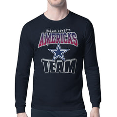 Dallas Cowboys Starter Comic Style Slogan Long Sleeve T-Shirt - Navy T-shirts