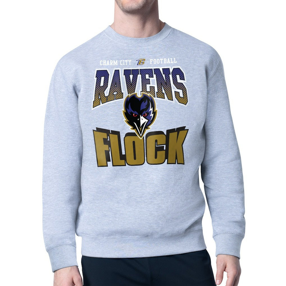 Baltimore Ravens Starter Comic Style Sweatshirt - Gray Sweatshirts