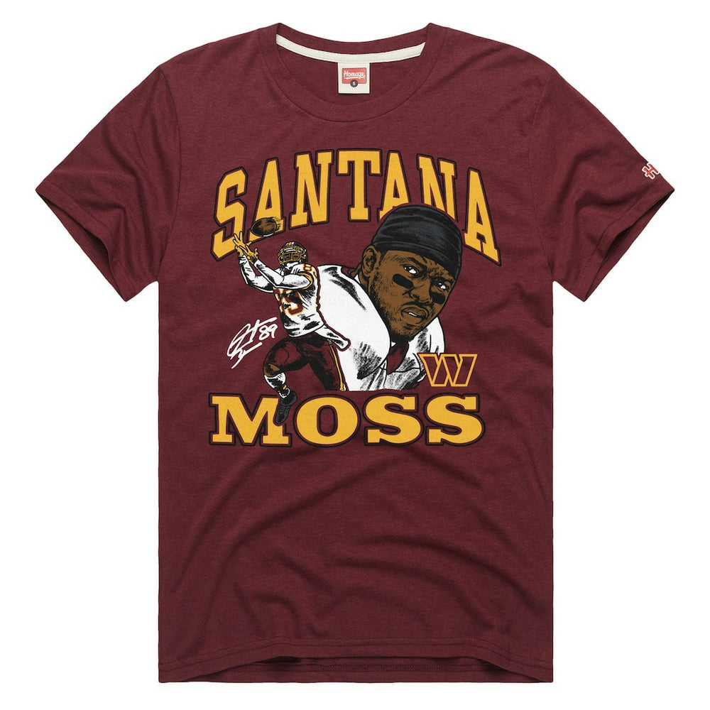 Santana Moss Washington Commanders Homage Unisex Retired Player Classic Caricature T-Shirt - Burgundy T-shirts