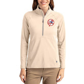 New York Yankees Cutter & Buck Women's Cooperstown Collection Adapt Eco Knit Stretch Half-Zip Pullover - Tan Pullover