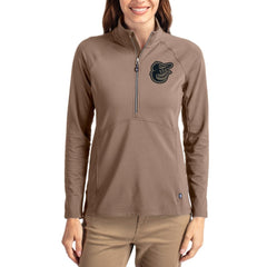 Baltimore Orioles Cutter & Buck Women's Adapt Eco Knit Stretch Half-Zip Pullover - Brown Pullover