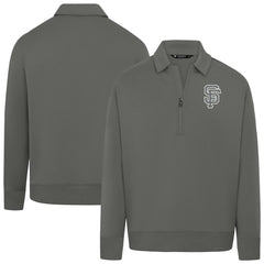 San Francisco Giants Levelwear Women's Canmore Chenille Logo Quarter-Zip Top - Stone Tops