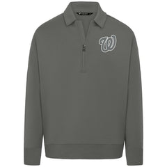Washington Nationals Levelwear Women's Canmore Chenille Logo Quarter-Zip Top - Stone Tops