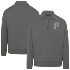 Pittsburgh Pirates Levelwear Women's Canmore Chenille Logo Quarter-Zip Top - Stone Tops